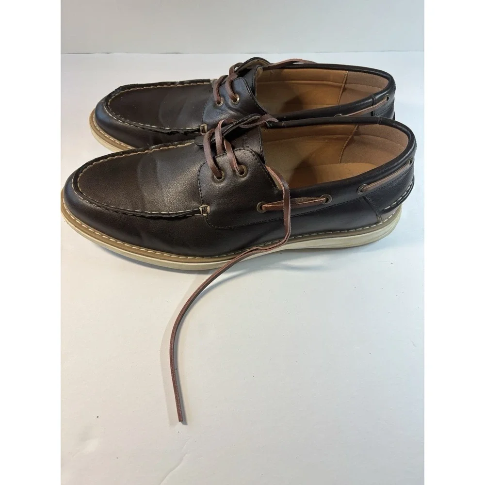 Nautica Brown Leather Boat Shoes Men's Lace-Up Comfort Size 13